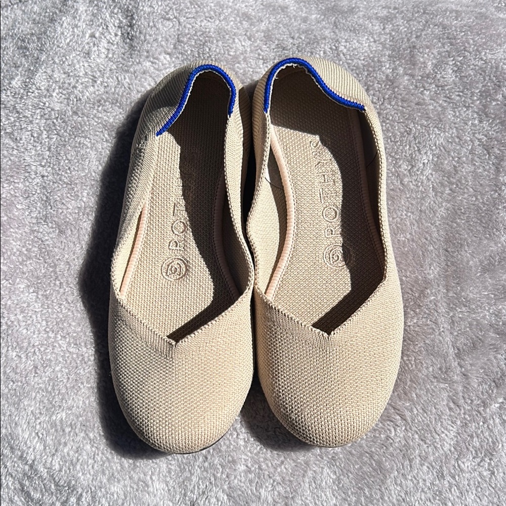 Like New Rothy's Cream Flats with Leopard Sole